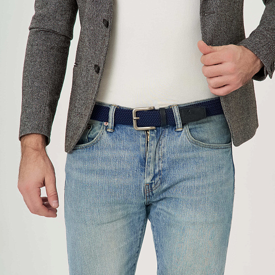 Ремень Dr.Koffer из натуральной кожи и текстиля синий