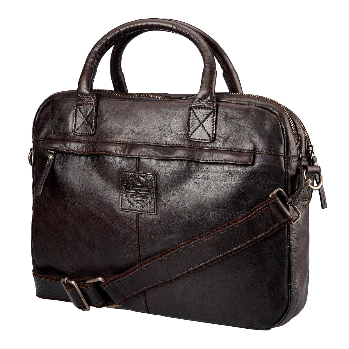 Деловая сумка Dr.Koffer из натуральной кожи темно-коричневая