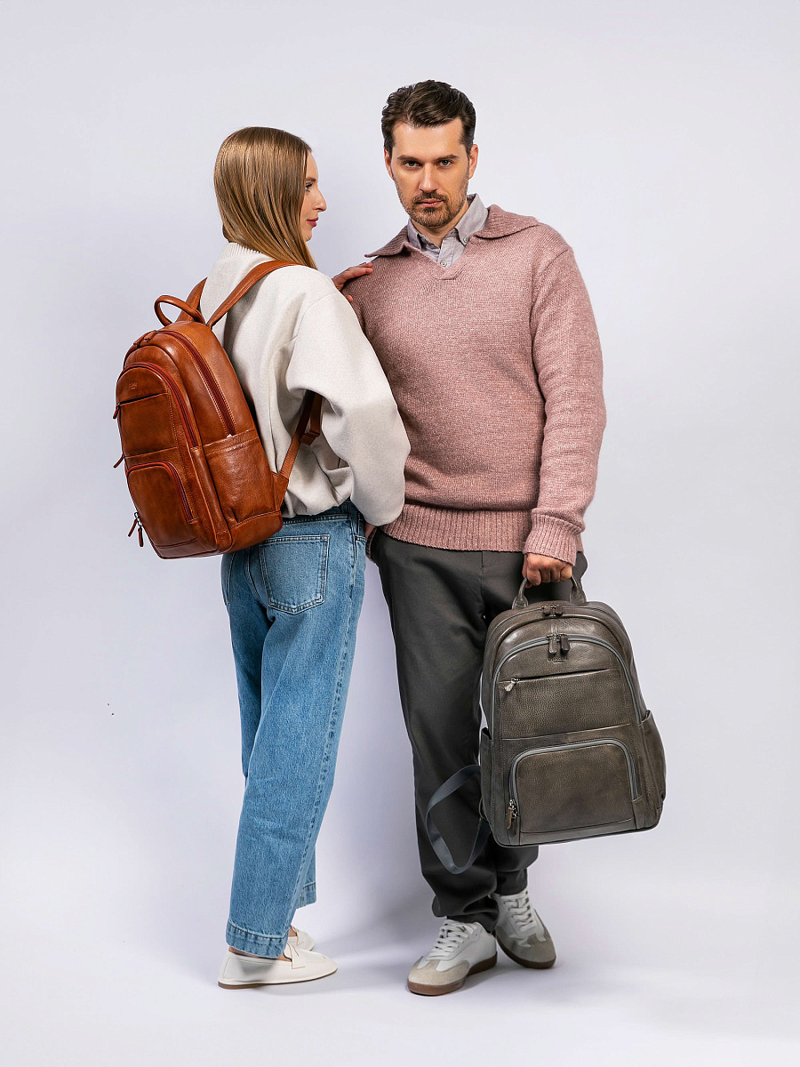 Рюкзак Dr. Koffer из натуральной кожи серый