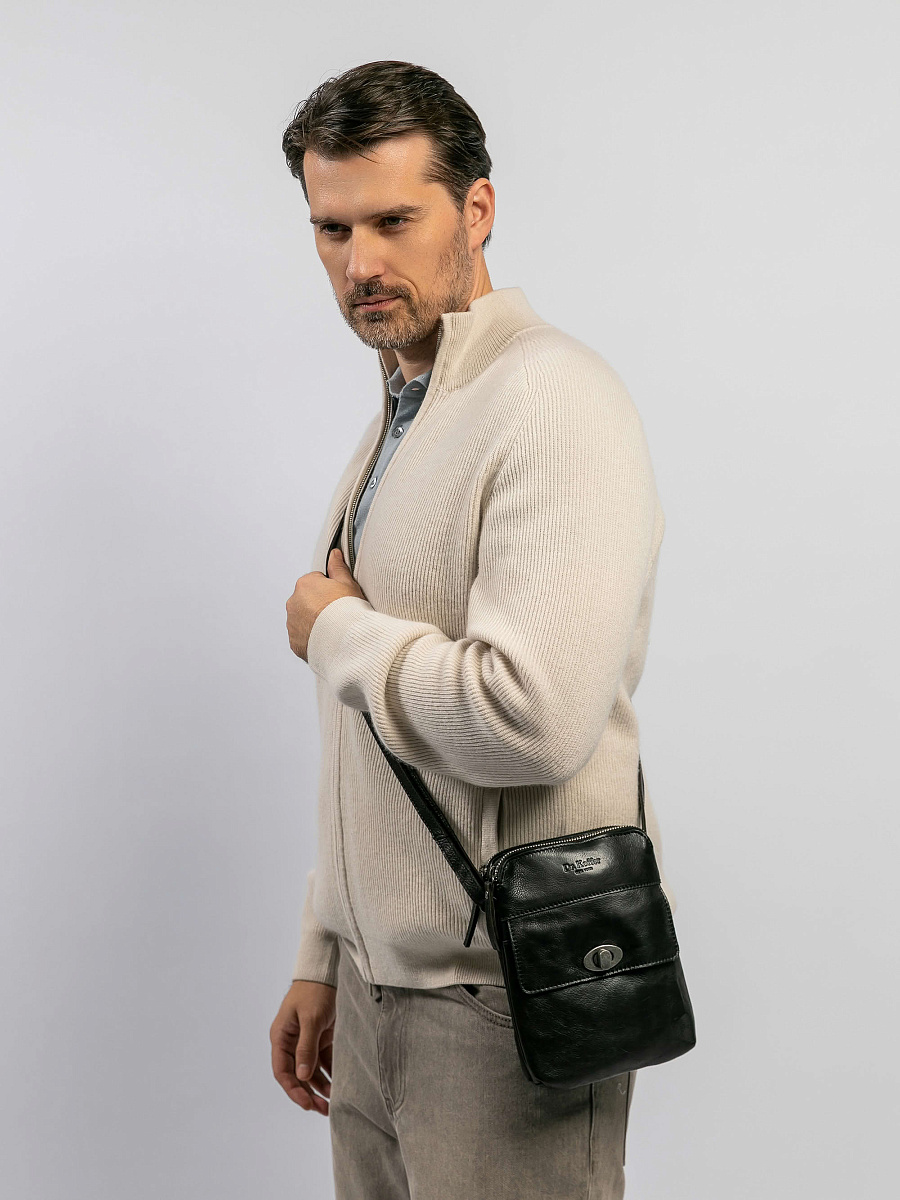 Сумка через плечо Dr.Koffer из натуральной кожи черная