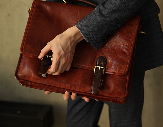 Портфель Dr.Koffer из натуральной кожи светло-коричневый