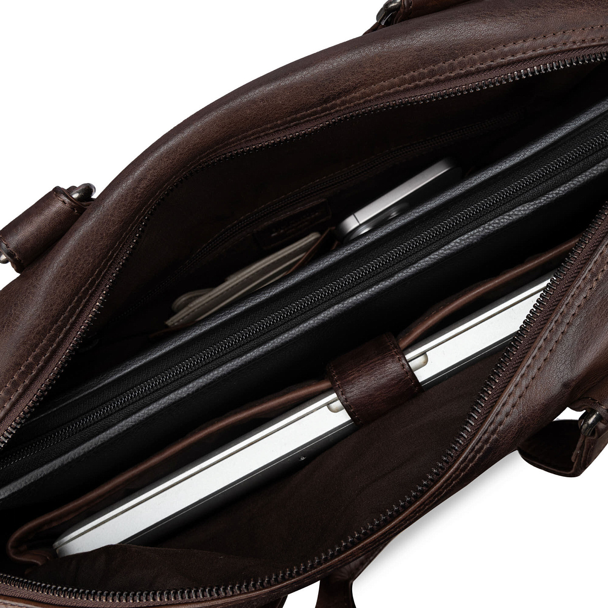 Деловая сумка Dr.Koffer из натуральной кожи темно-коричневая