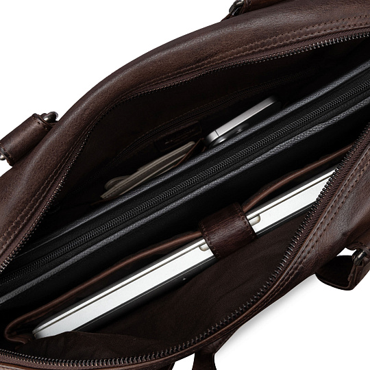 Деловая сумка Dr.Koffer из натуральной кожи темно-коричневая