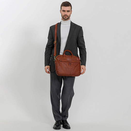 Деловая сумка Dr.Koffer из натуральной кожи коричневая