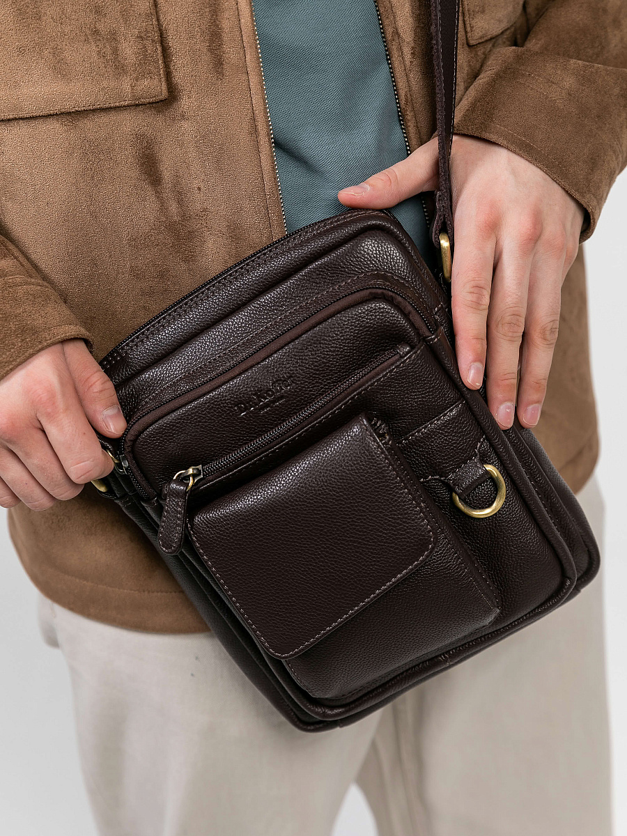 Сумка через плечо Dr.Koffer из натуральной кожи коричневая