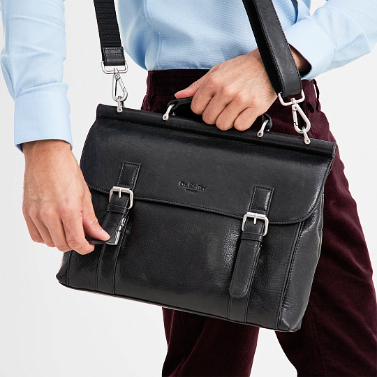 Портфель Dr.Koffer из натуральной кожи черный