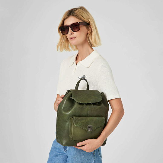 Рюкзак Dr.Koffer из натуральной кожи зеленый