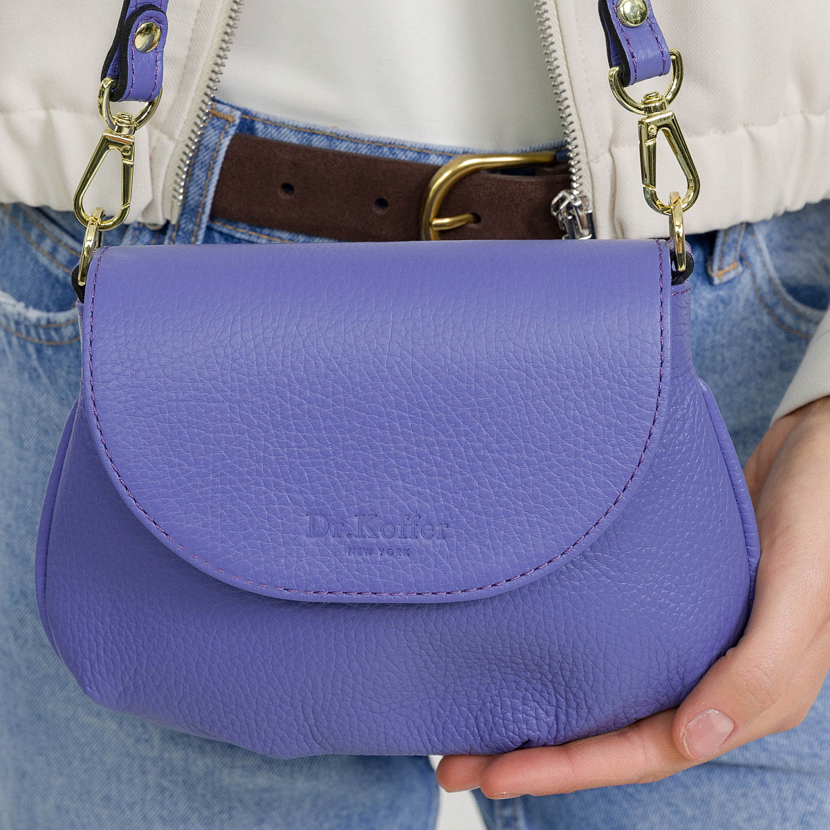 Женская сумка Dr. Koffer из натуральной кожи фиолетовая