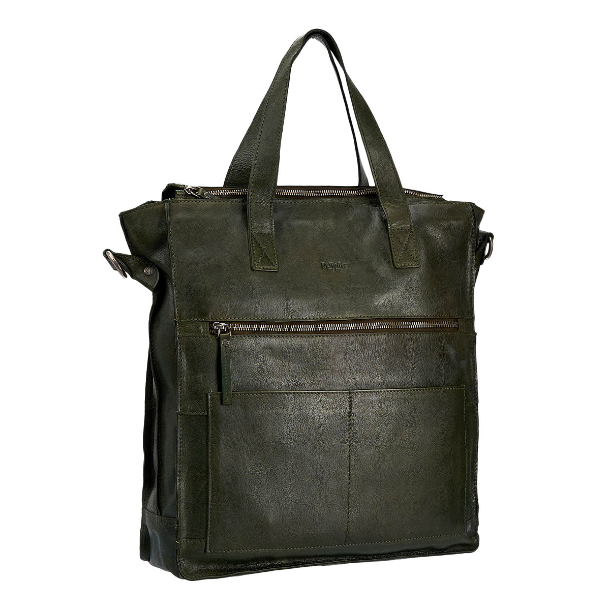 Деловая сумка Dr.Koffer из натуральной кожи зеленая