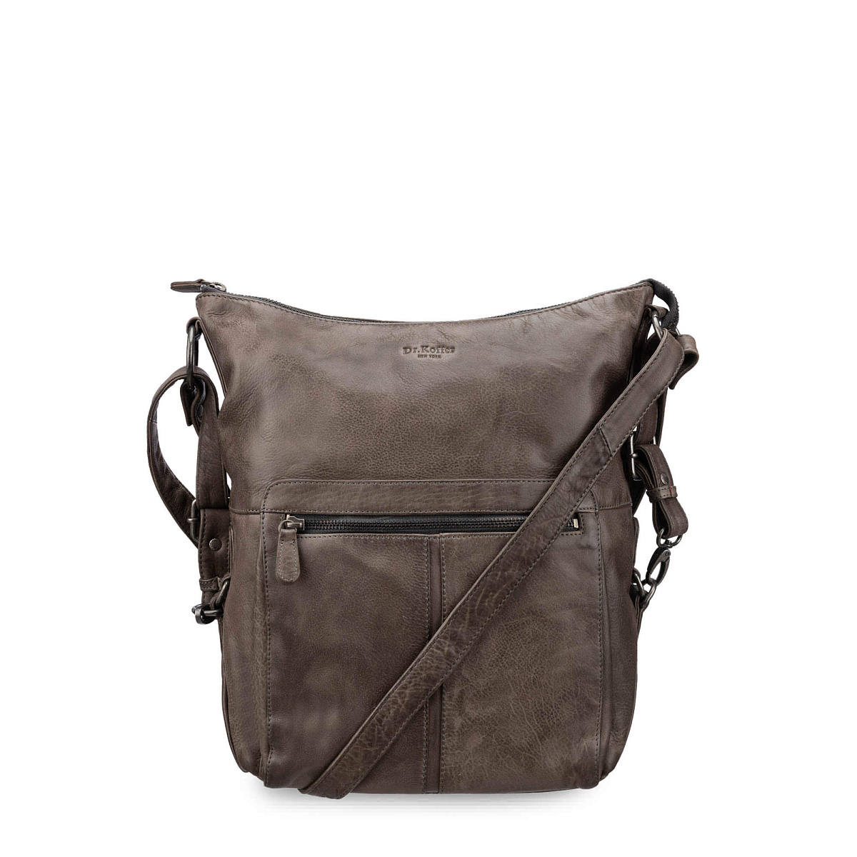 Сумка через плечо Dr.Koffer из натуральной кожи серая