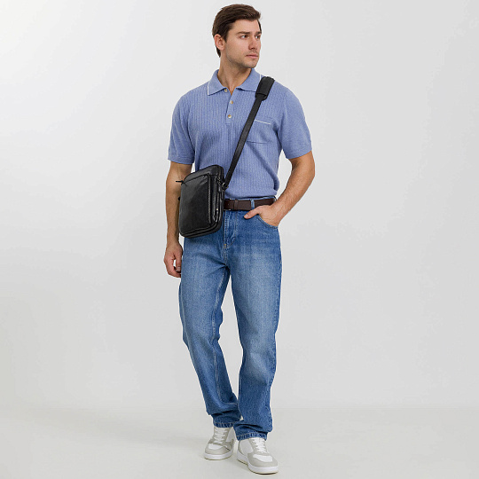 Сумка через плечо Dr.Koffer из натуральной кожи черная