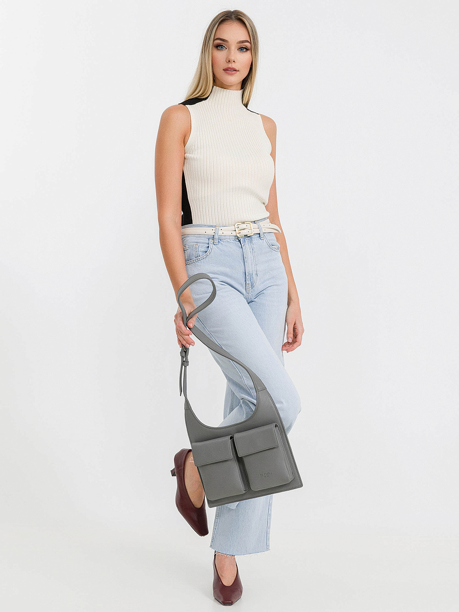 Сумка через плечо Dr.Koffer из натуральной кожи серая