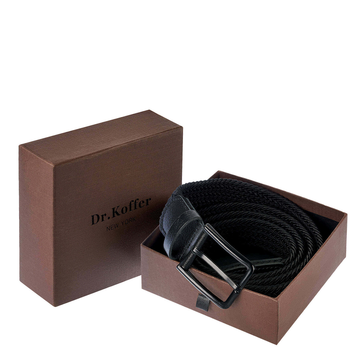 Ремень Dr.Koffer из натуральной кожи и текстиля черный