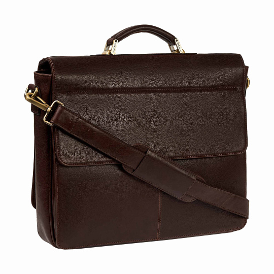 Портфель Dr.Koffer из натуральной кожи темно-коричневый