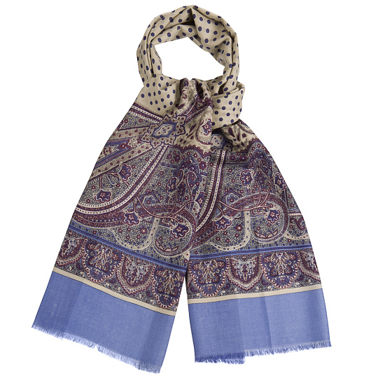 Женский шерстяной шарф с принтами - "цветочным" и "горошком" Dr.Koffer S810488-135-60