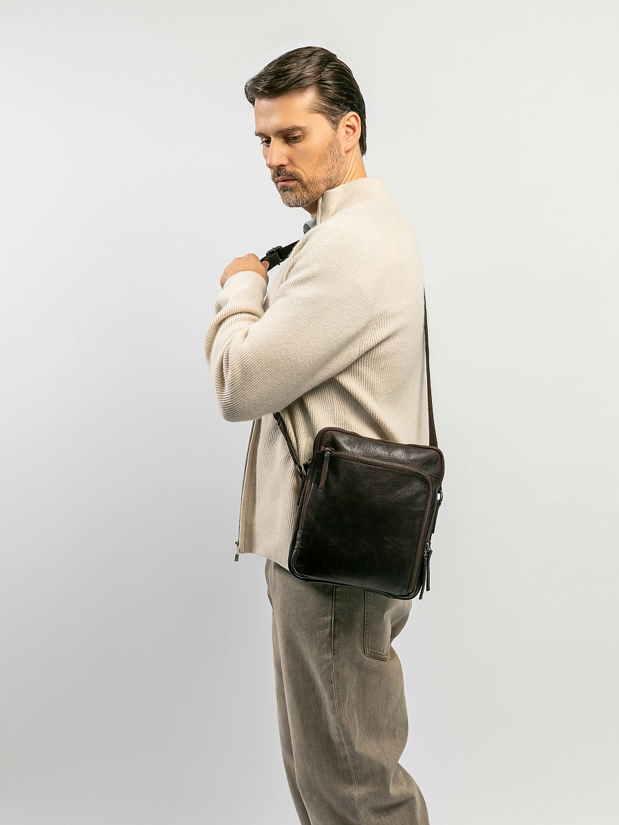 Сумка через плечо Dr.Koffer из натуральной кожи коричневая