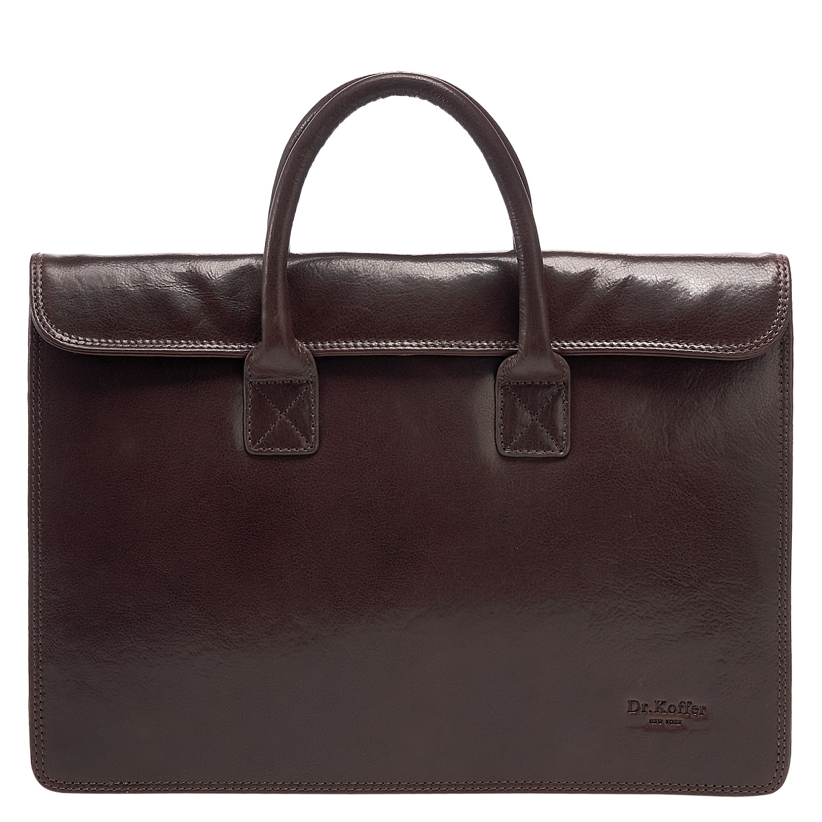 Деловая сумка Dr.Koffer из натуральной кожи темно-коричневая