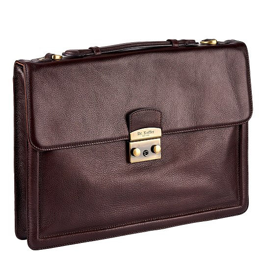 Портфель Dr.Koffer из натуральной кожи темно-коричневый