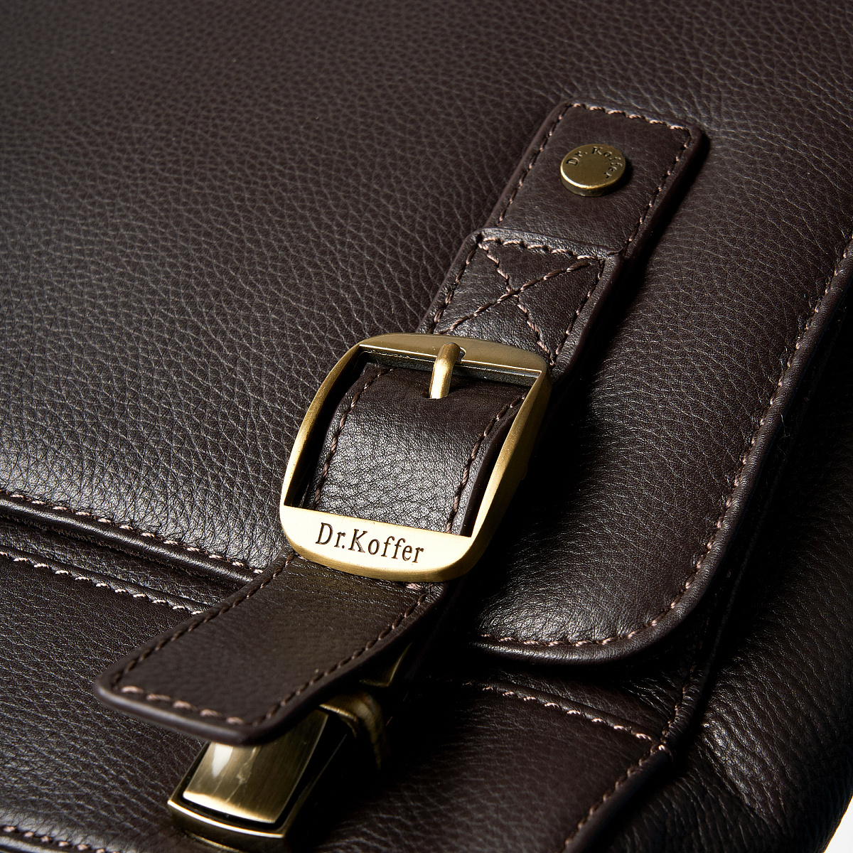 Деловая сумка Dr.Koffer из натуральной кожи темно-коричневая
