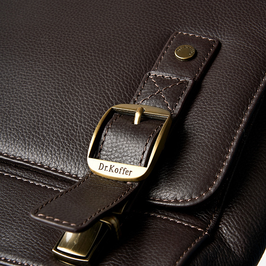 Деловая сумка Dr.Koffer из натуральной кожи темно-коричневая