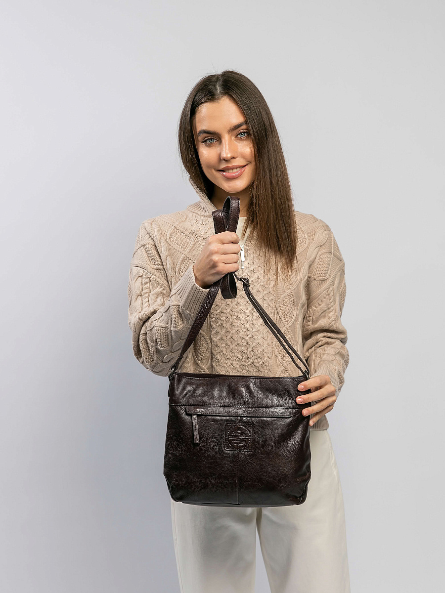 Сумка через плечо Dr.Koffer из натуральной кожи коричневая