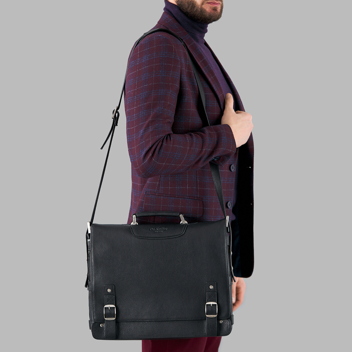 Портфель Dr.Koffer из натуральной кожи черный