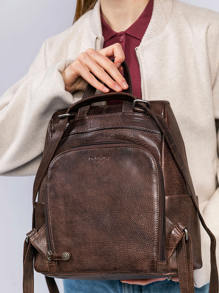 Сумка-рюкзак Dr. Koffer из натуральной кожи коричневая