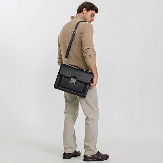 Портфель Dr.Koffer из натуральной кожи черный