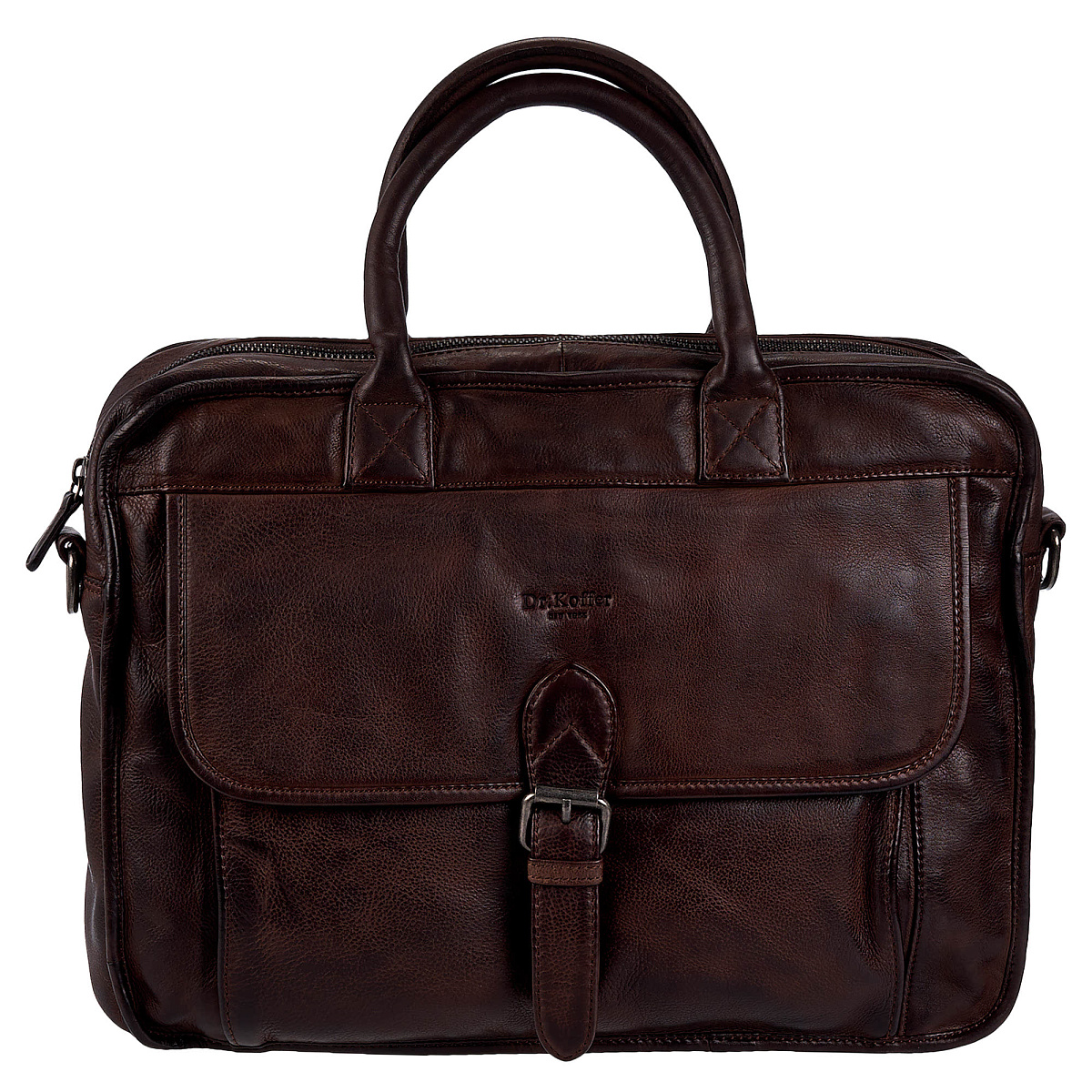 Деловая сумка Dr.Koffer из натуральной кожи темно-коричневая