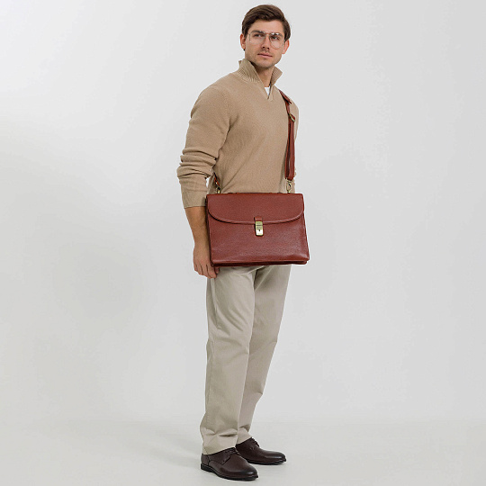 Портфель Dr.Koffer из натуральной кожи светло-коричневый