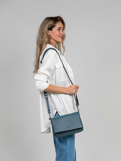 Женская сумка Dr.Koffer из натуральной кожи голубая