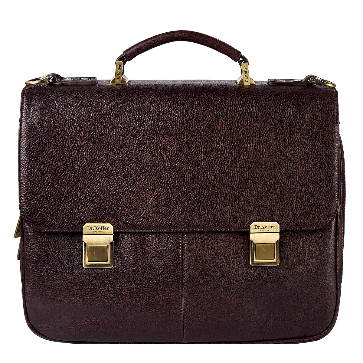 Портфель Dr.Koffer из натуральной кожи темно-коричневый