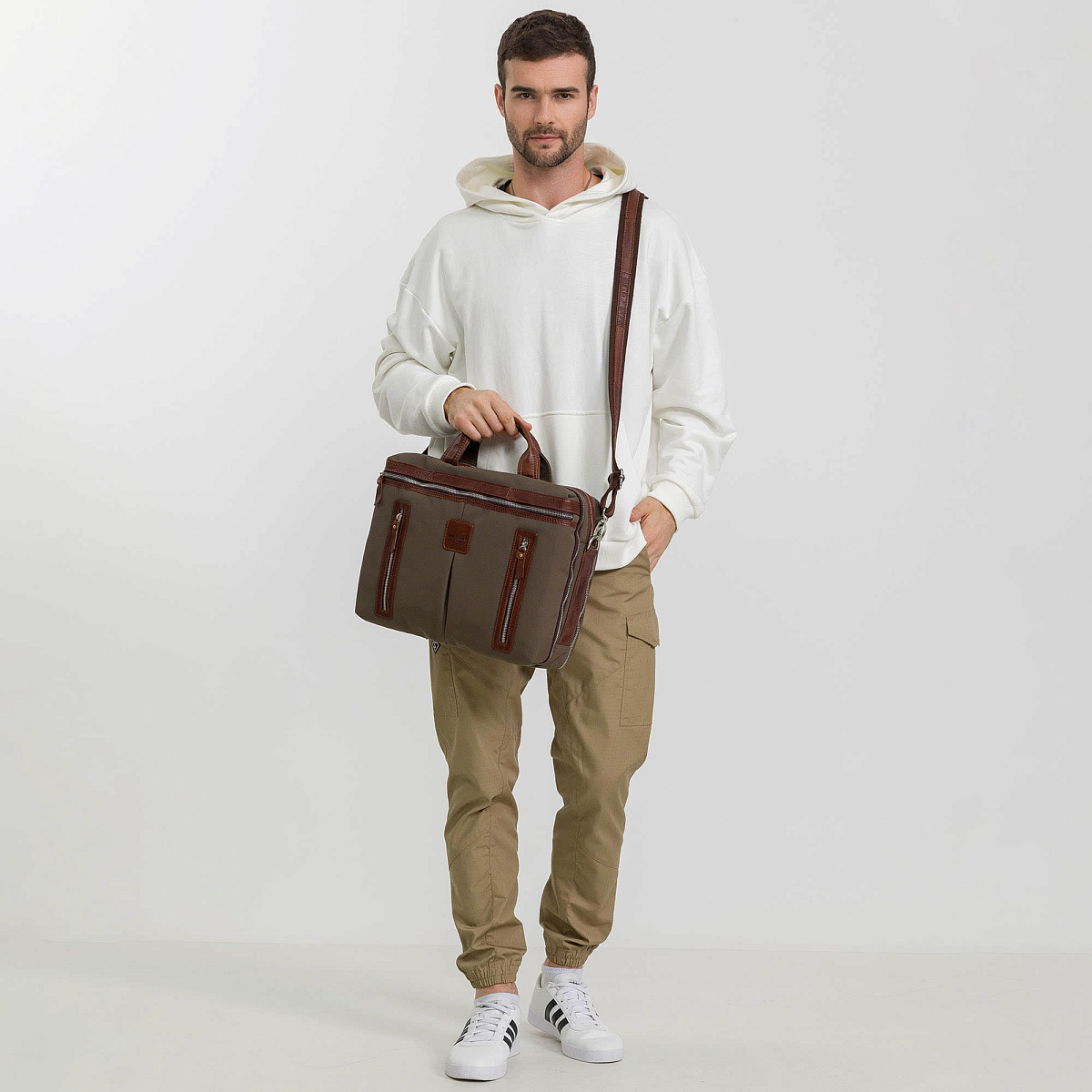 Деловая сумка Dr.Koffer из полиэстэра и натуральной кожи