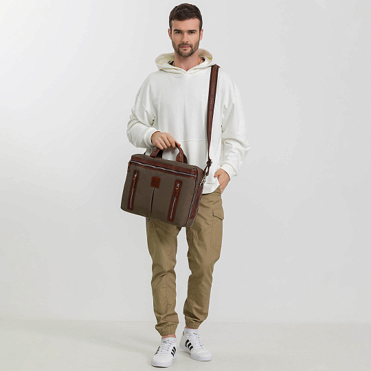 Деловая сумка Dr.Koffer из полиэстэра и натуральной кожи