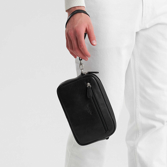 Сумка барсетка из натуральной кожи Dr. Koffer черная