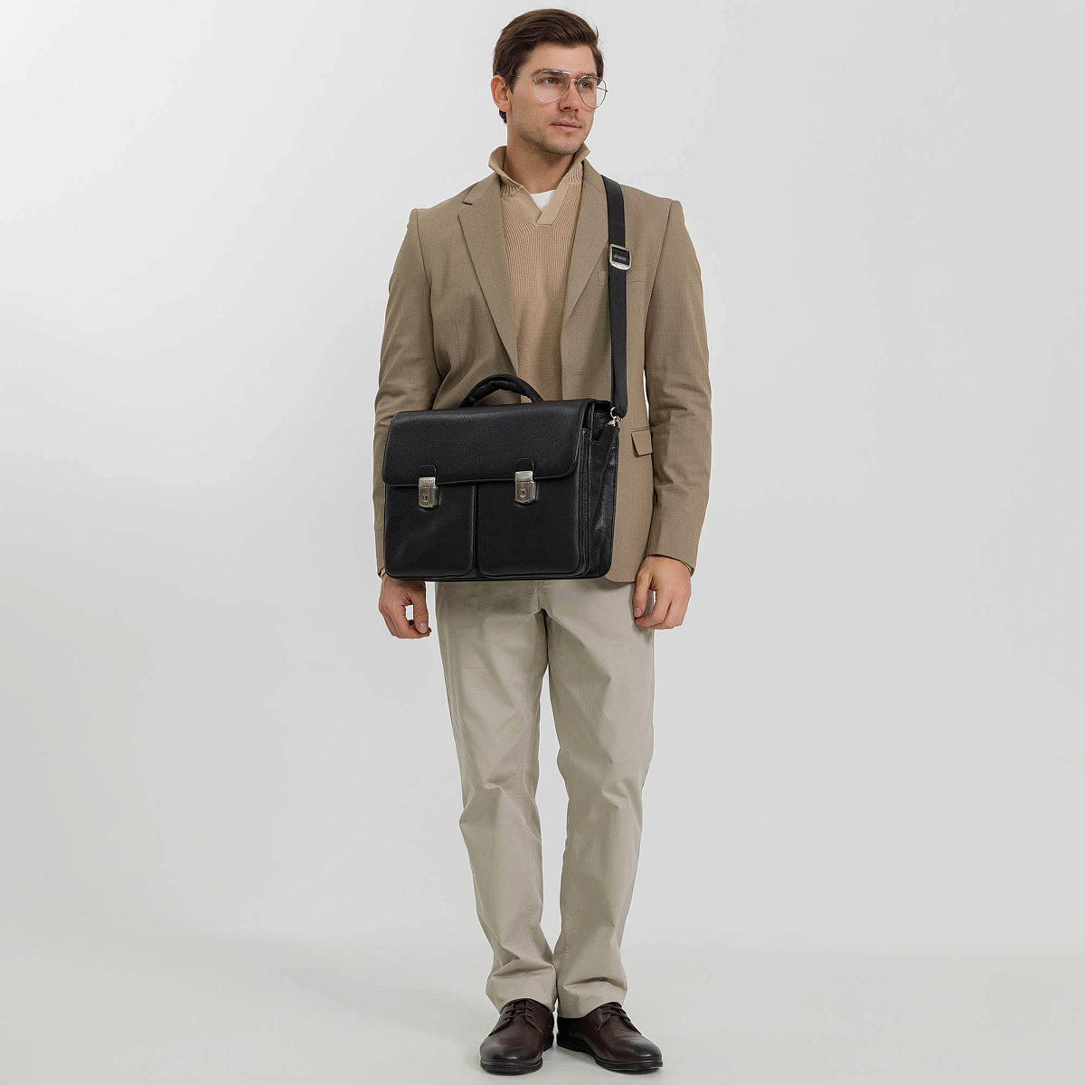 Портфель Dr.Koffer из натуральной кожи черный