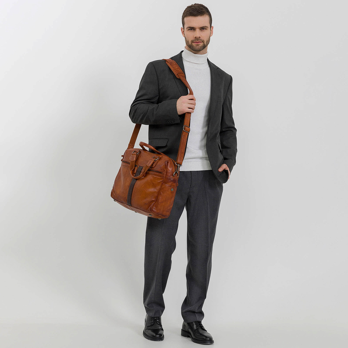 Деловая сумка Dr.Koffer из натуральной кожи коричневая