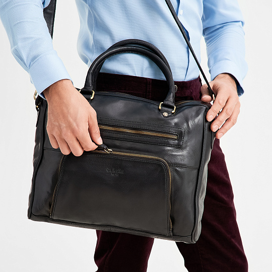 Деловая сумка Dr.Koffer из натуральной кожи черная