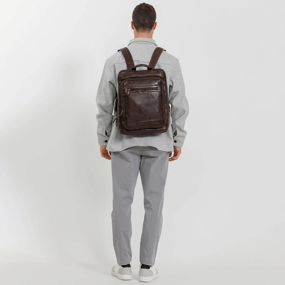 Рюкзак Dr.Koffer из натуральной кожи темно-коричневый