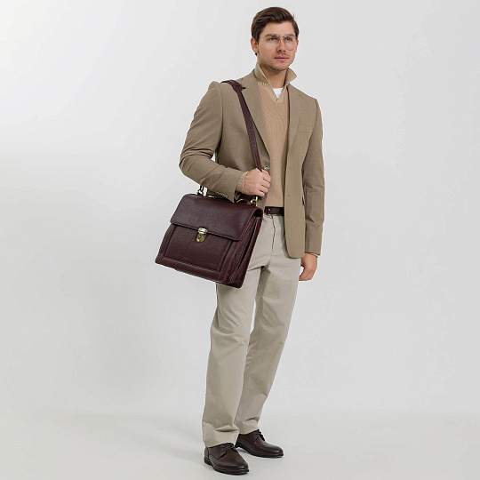 Портфель Dr.Koffer из натуральной кожи темно-коричневый