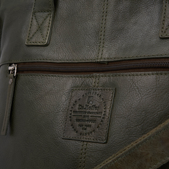 Деловая сумка Dr.Koffer из натуральной кожи зеленая