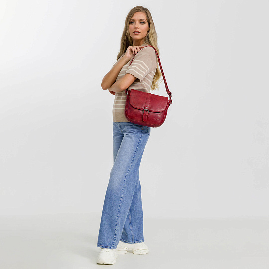 Сумка через плечо Dr.Koffer из натуральной кожи красная