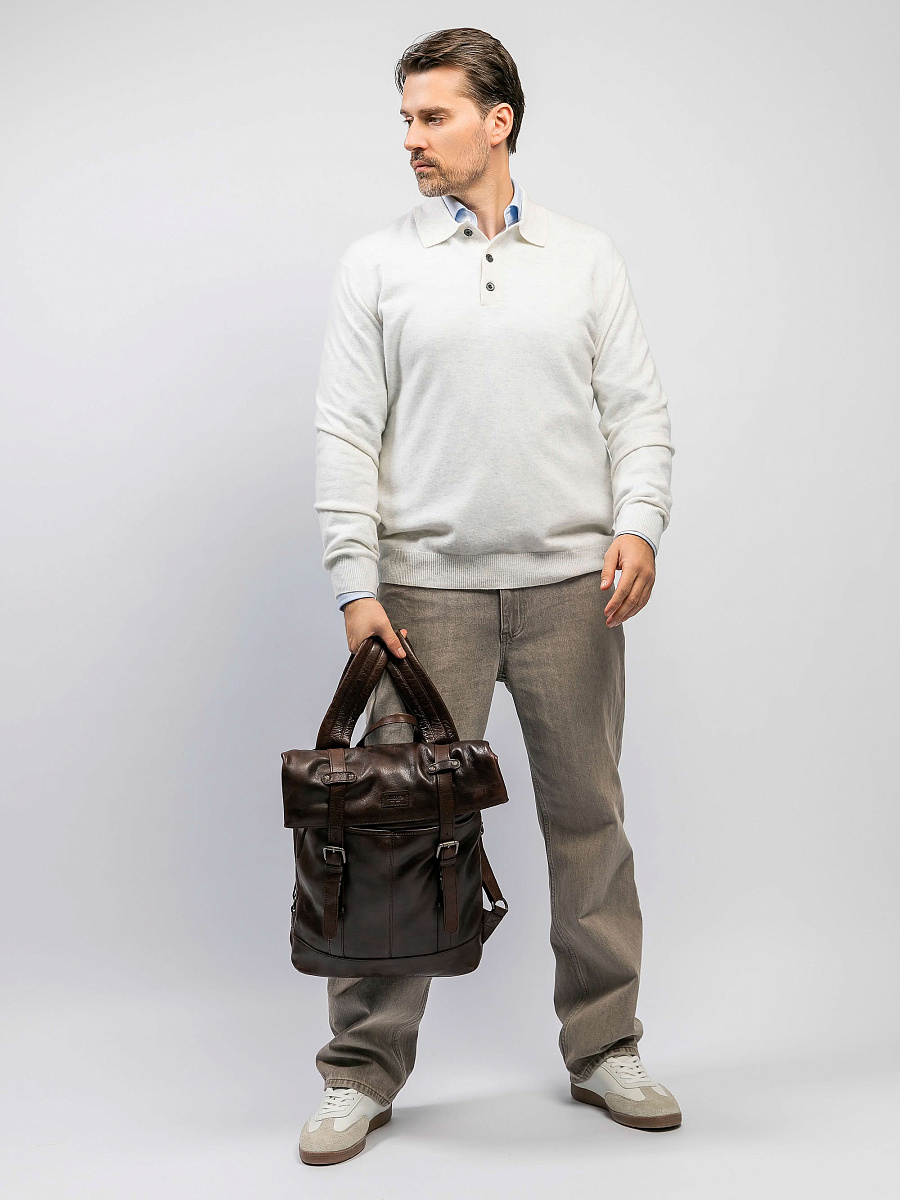 Рюкзак Dr.Koffer из натуральной кожи темно-коричневый