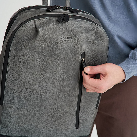 Рюкзак Dr.Koffer из натуральной кожи серый