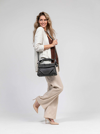 Женская сумка Dr.Koffer из натуральной кожи серая