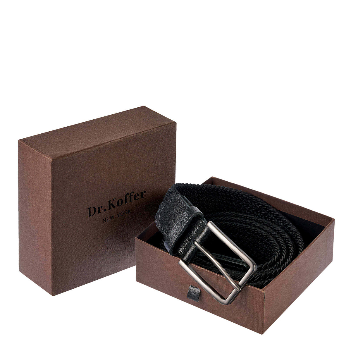Ремень Dr.Koffer из натуральной кожи и текстиля коричневый