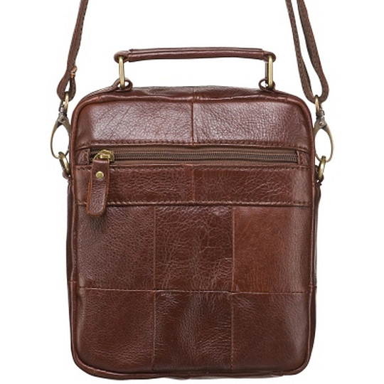 Коричневая кожаная сумка с двумя карманами на молнии Dr.Koffer 812215-21-09