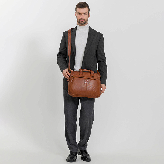 Деловая сумка Dr.Koffer из натуральной кожи коричневая