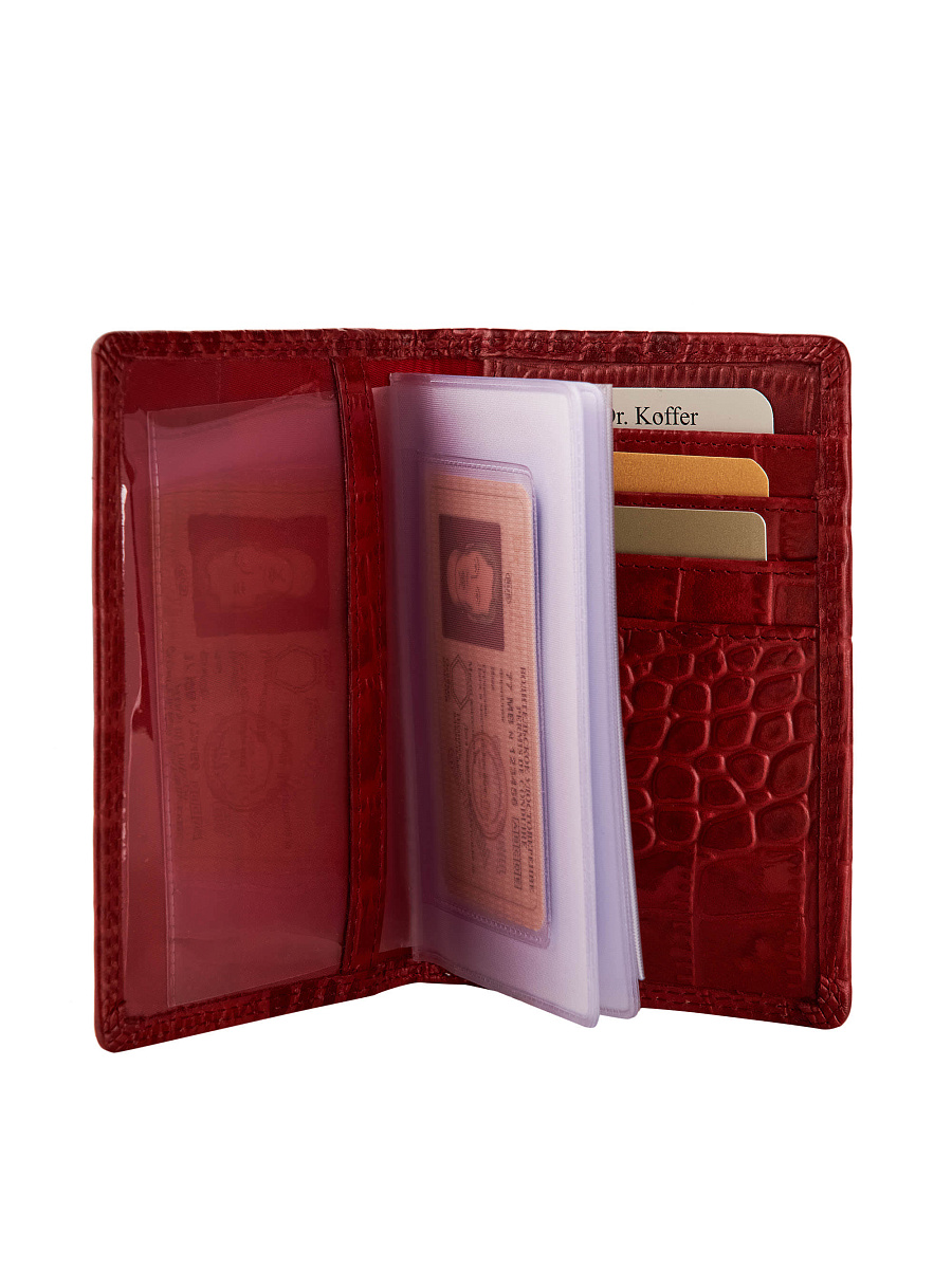 Обложка для документов Dr.Koffer из натуральной кожи красная