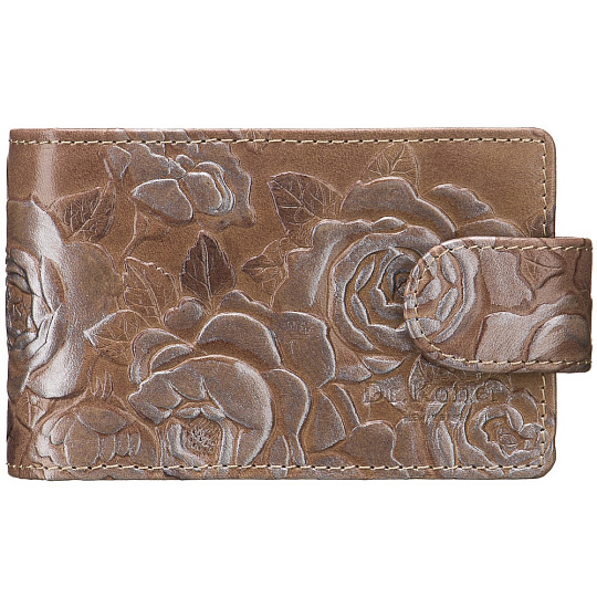 Коричневая визитница, оформленная фактурными узорами в виде роз Dr.Koffer X510151-182-61